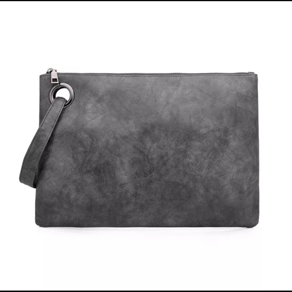 Very Soft Luxurious Vegan Leather Women’s Clutch Grey